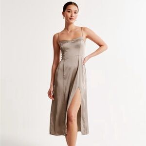 Abercrombie & Fitch Camille Midi Dress Taupe Size Medium